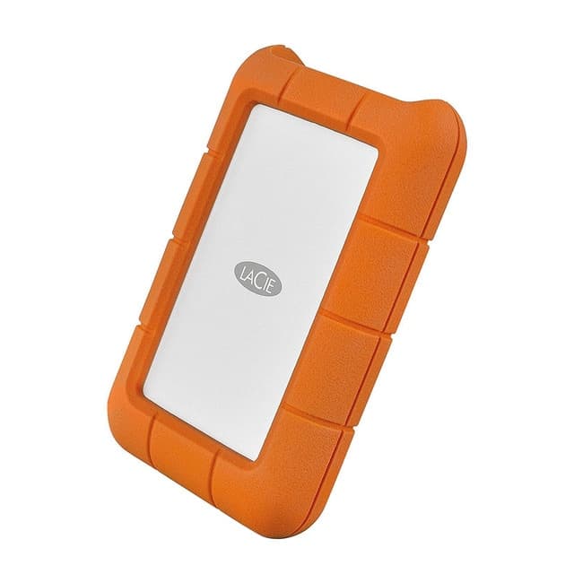 Detalle de LaCie Rugged disco duro 4TB portátil USB-C naranja