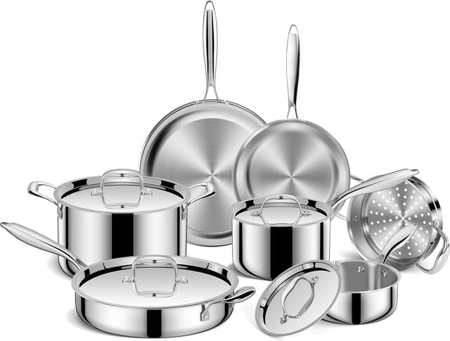 Detalle de EWFEN 11-Piece 3-Ply Stainless Steel Cookware Set