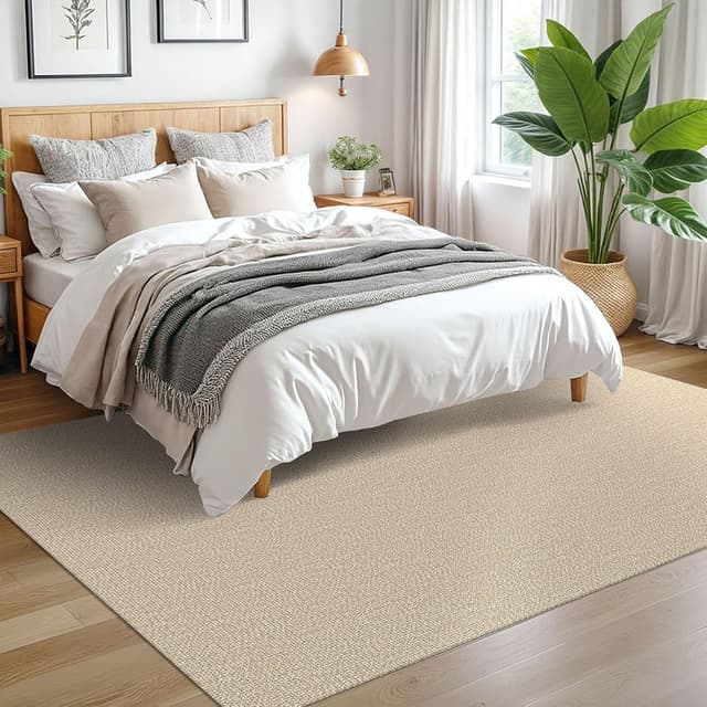 Thumbnail 6 de EARTHALL Washable Area Rugs 5x7 Ft Non Slip (Sand/Beige) Cotton Rubber-Backed Braided Indoor/Outdoor Rug