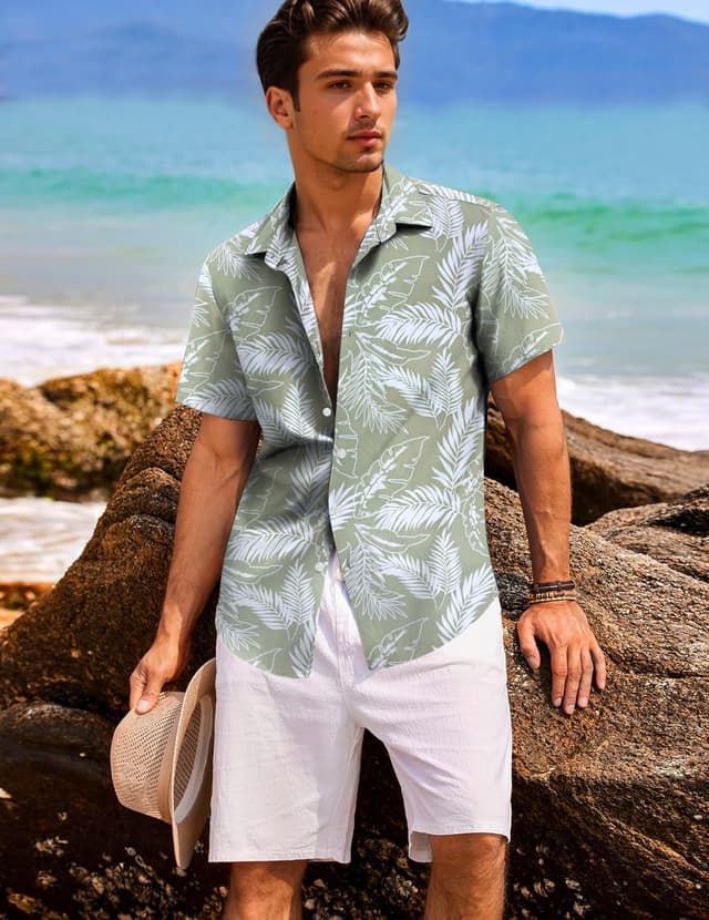 Detalle 2 de Chemise hawaïenne homme Gavliuu à manches courtes imprimé tropical