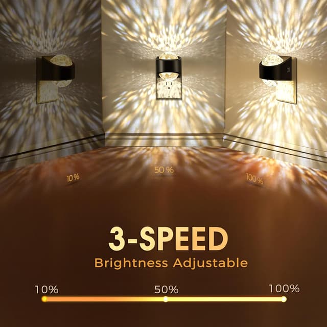 Detalle de Briignite Night Light Plug-in Projector (LED) with Dual Up & Down Galaxy Glow, Dimmable Warm White (3000K)