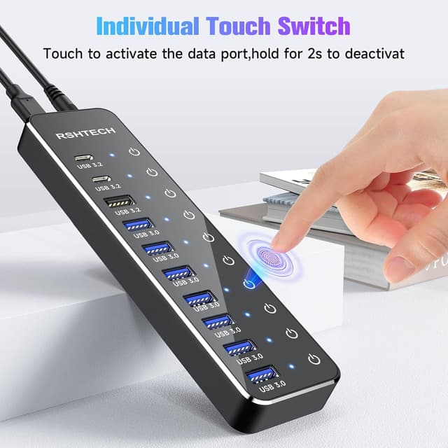 Thumbnail 5 de RSHTECH Powered USB-C Hub 3.2 10-Port USB-C