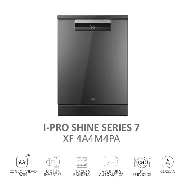 Detalle 1 de Haier XF 4A4M4PA reacondicionado grado D: lavavajillas 60 cm con WiFi y 14 servicios