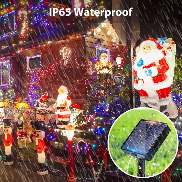 Detalle de Peasur 3 Pacchi Luci Solari Esterno con 120 LED, IP65 (12+2 m) Multicolore