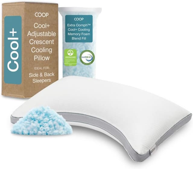 Detalle de Coop Home Goods Cool+ Crescent Adjustable Pillow (King Size Plus) with Cooling Gel
