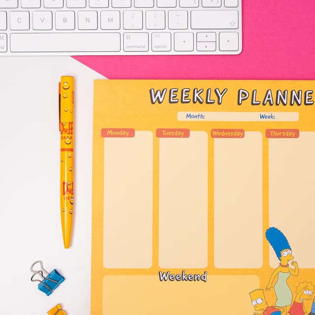 Detalle de Gruppo Erik Weekly Planner A4 The Simpson, planning settimanale orizzontale con 54 fogli a strappo