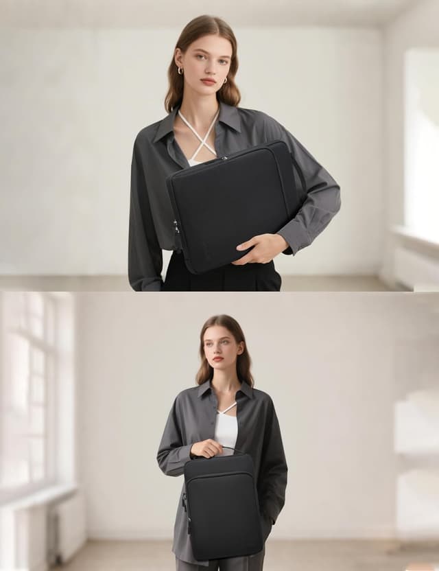 Detalle 2 de HYZUO Laptoptasche für 13,3–14 Zoll – Hülle mit stoßfestem Schaum und Stauraum, schwarz