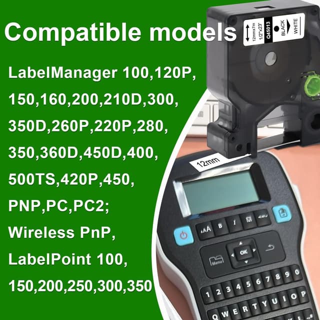 Detalle de Molabel D1 12 mm x 7 m Schriftbänder 5er-Pack