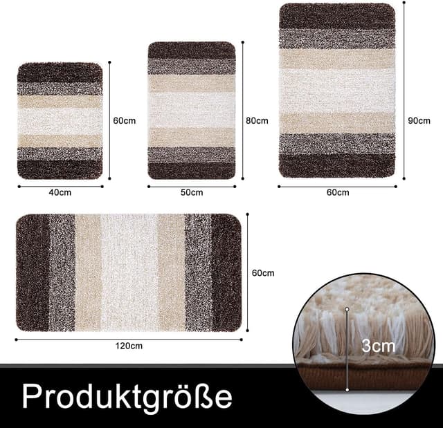 Detalle de Homaxy Weich Badezimmerteppich 60x90 cm, rutschfest & waschbar (Braun)