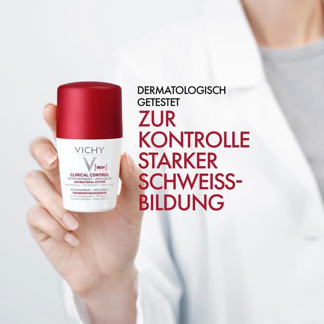 Detalle de Vichy Clinical Control 96h Deo-Roll-on für Frauen (50 ml) – alkoholfrei, antibakteriell