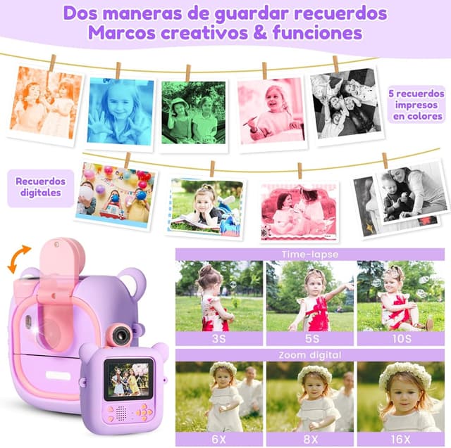 Detalle 2 de ARNSSIEN Cámara Infantil Instantánea 📸 2.4" con 32GB