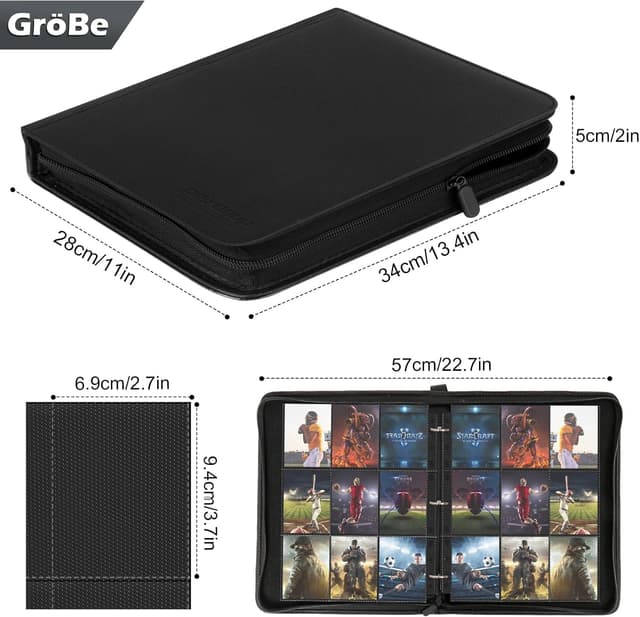 Thumbnail 2 de 540-Karten-Sammelalbum mit 9 Taschen pro Seite – wasserdichter Kartenordner für 9x7-cm-Karten