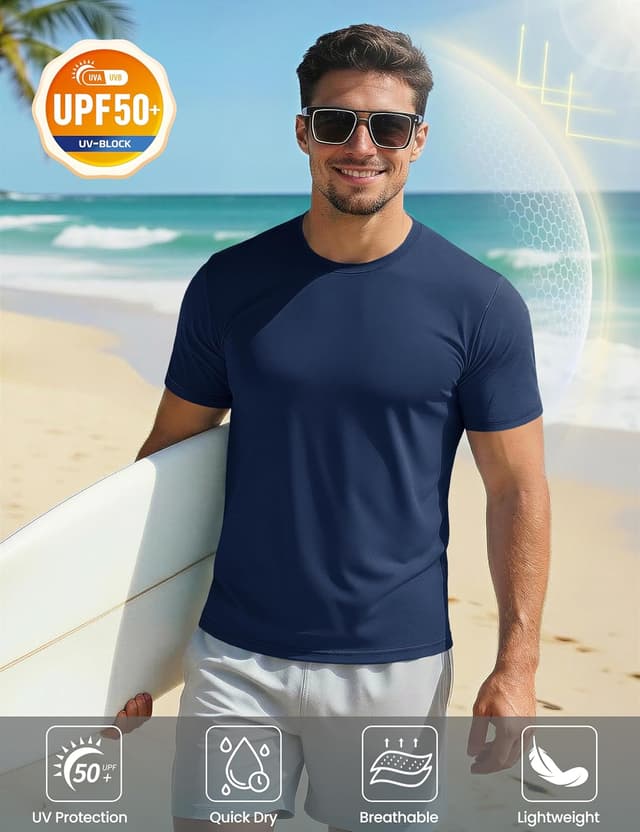 Detalle de MAGCOMSEN Men’s Short Sleeve UPF 50+ Quick Dry Workout T-Shirt (UPF 50+)