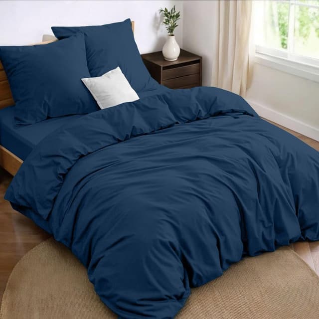 Detalle de Dreamzie Parure de lit 160 x 200 (4 pièces) microfibre : housse de couette 240 x 220 + drap housse + 2 taies 65 x 65, certifiée Oeko-Tex