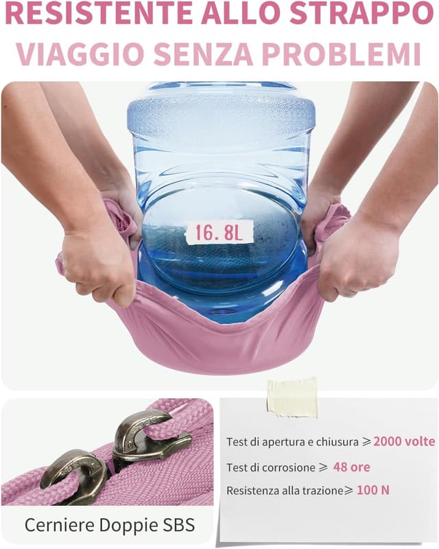 Detalle de ECOHUB Organizer valigia 6 pezzi con tasca etichetta e tessuto ripstop (rosa)