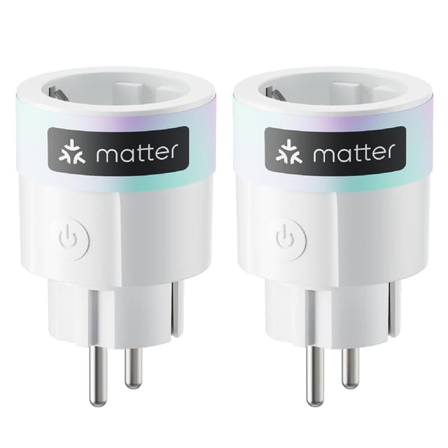 Detalle de SwitchBot Plug Mini (2er-Pack) Matter-fähig mit Leistungsüberwachung – WLAN-Steckdose für Alexa, Google Home & Home Assistant