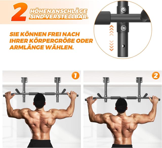 Detalle de ONETWOFIT Barra per trazioni 3 in 1 da parete o soffitto, portata max 200 kg