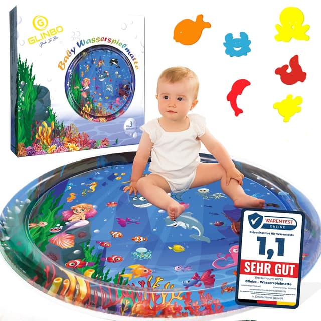 Detalle de Glinbo Wassermatte Baby – BPA-freie Wasserspielmatte XXL für Bauchlage