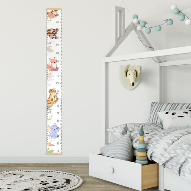Thumbnail 6 de Aolso Metro per altezza bambini da parete con tabella crescita Zoo