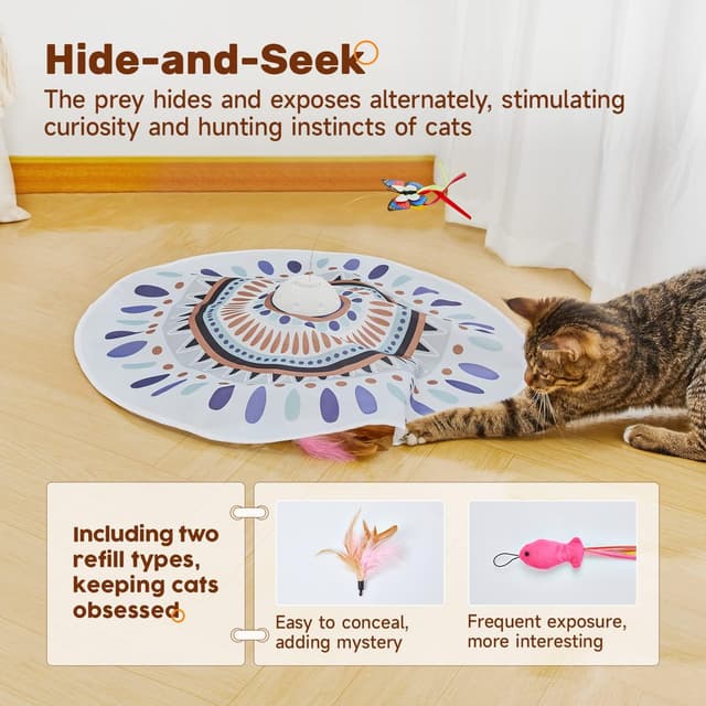 Thumbnail 2 de Potaroma Cat Toys Chargeable 3in1 Hide and Seek for Kittens – automated fluttering butterfly & moving wand feather