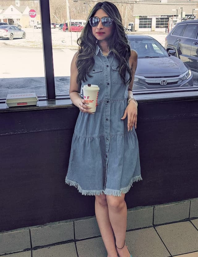 Detalle 2 de luvamia Women’s Casual Summer Lapel Sleeveless Button-Down Short Denim Jean Dress