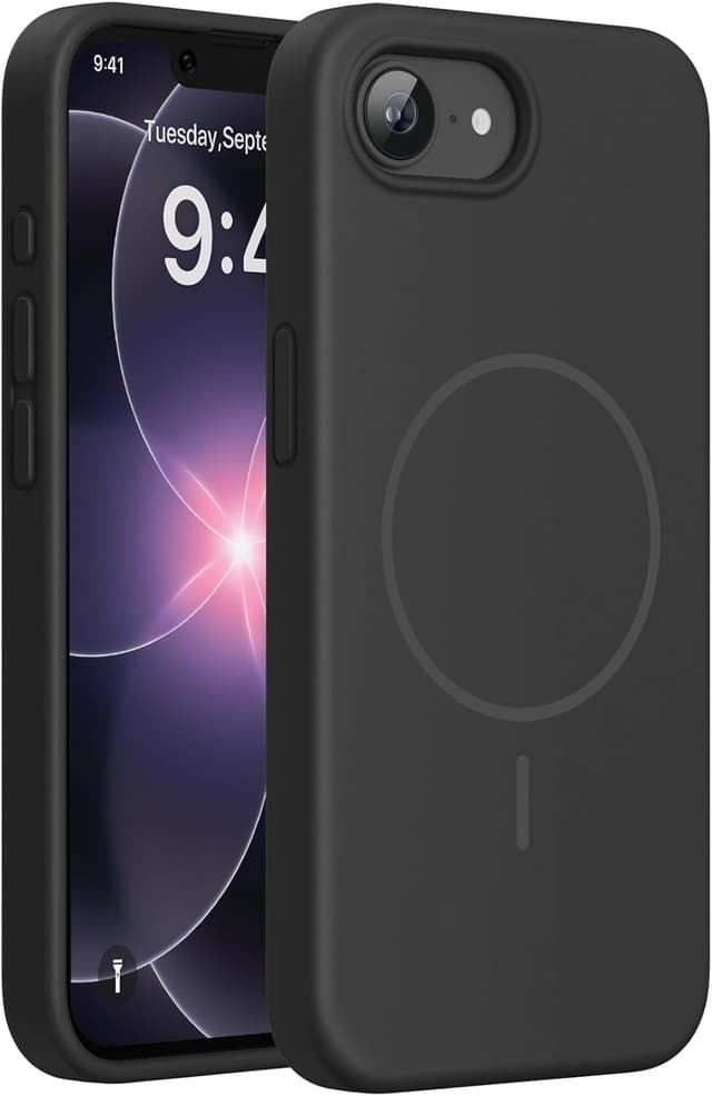 Detalle de Miracase Magnetic Soft Silicone Case for iPhone 17e/16e with MagSafe Compatibility (Black)