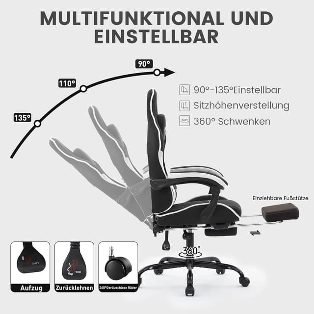 Thumbnail 5 de NIONIK Gaming Stuhl Racing mit Fußstütze