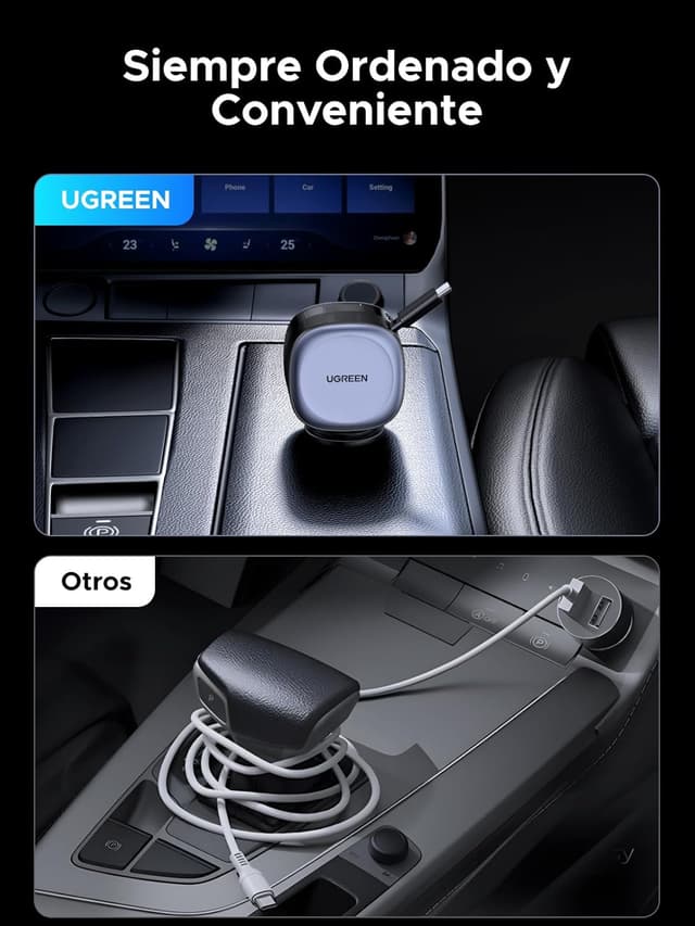 Thumbnail 7 de UGREEN 75W Cargador Coche Retráctil 🚗 Carga Rápida USB-C