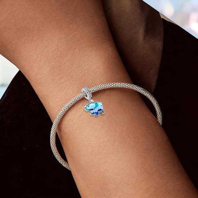 Detalle de Elefant Charm Anhänger aus 925 Silber mit 5A