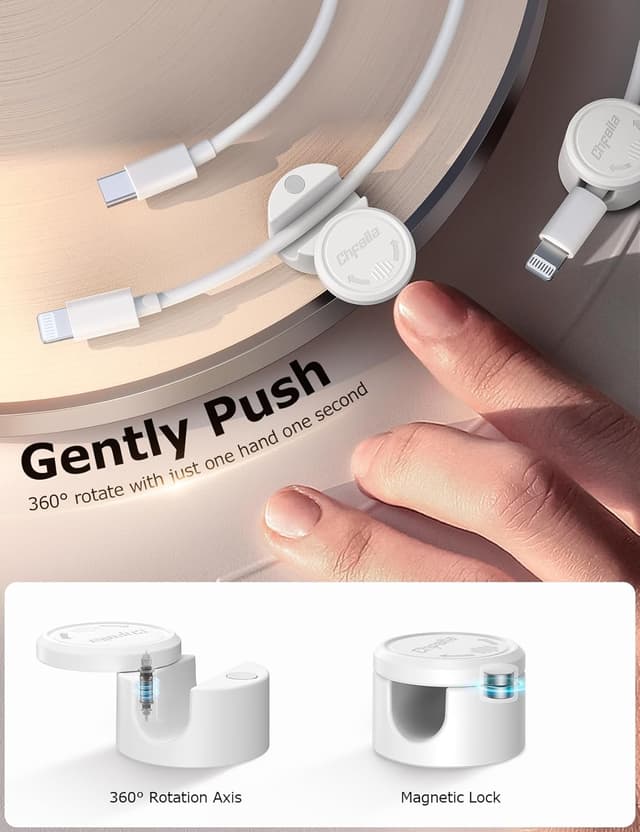 Detalle 2 de Chfeila 9 Pack Magnetic Cable Tidy Clips (360° rotating, twist-lock)