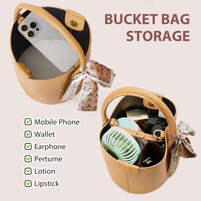 Detalle 1 de VMEECARL Damen Kleinhandtasche (veganes Material) als Bucket-, Crossbody- & Schultertasche