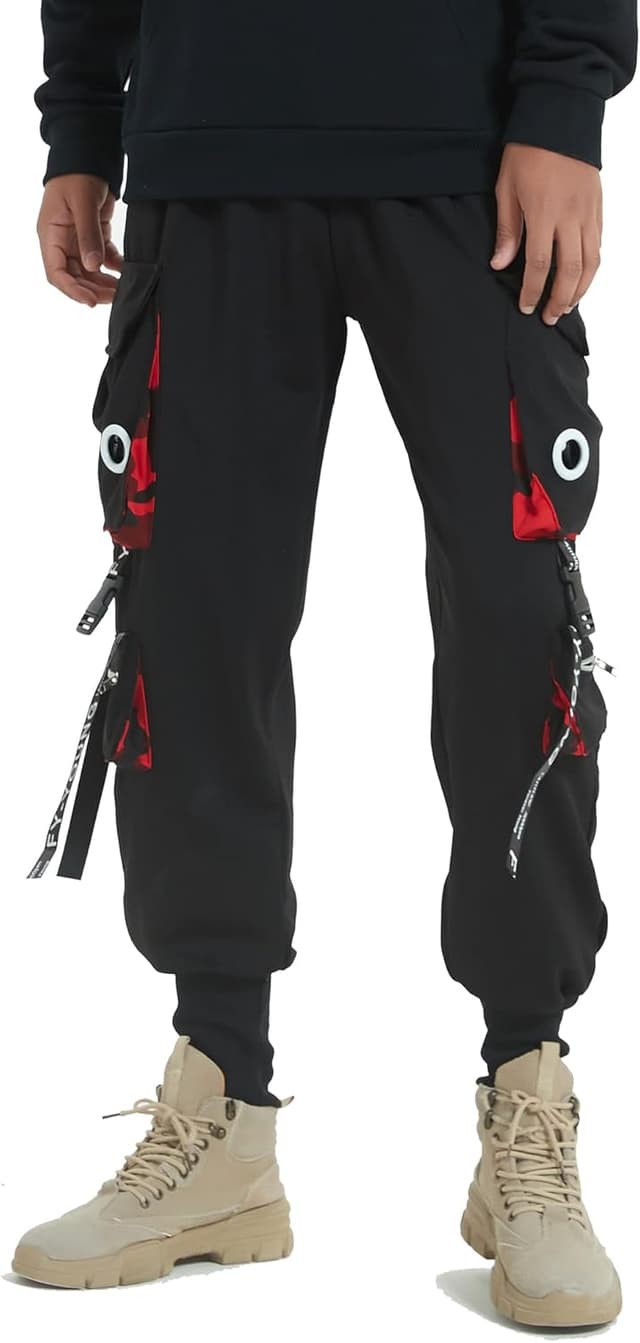 Thumbnail 6 de GOLYOY Cargohose für Herren – Sporthose mit mehreren Taschen, Kordelzug und Techwear-/Street-Style in Schwarz