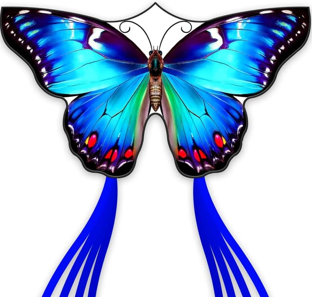 Detalle de Schmetterlingsdrachen für Jungen & Mädchen: Moonlight Butterfly mit Schnur & Griff