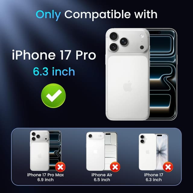 Detalle de 3-in-1 iPhone 17 Pro case with MagSafe, invisible kickstand & HD screen protector (Blue)