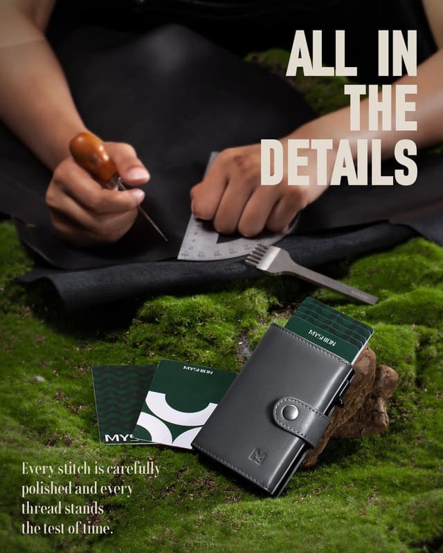 Detalle de MYSHION Mens RFID Wallet with Coin Pocket