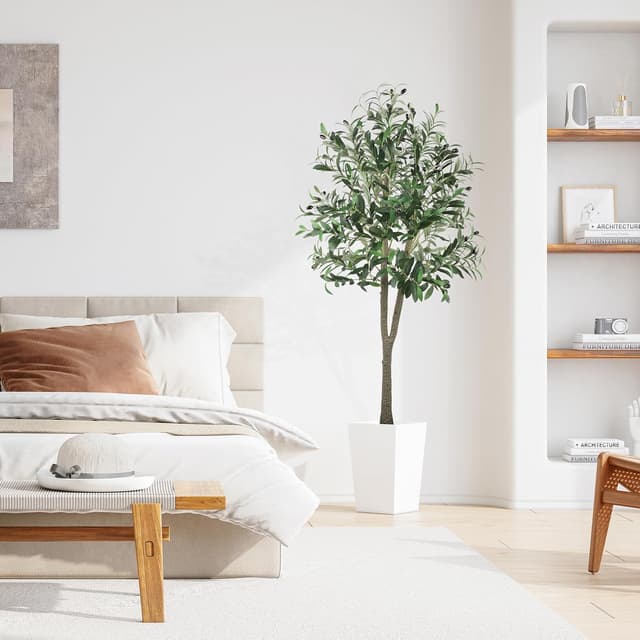 Detalle 2 de YOLEO Künstlicher Olivenbaum (Typ 2) – ca. 150 cm, Deko-Baum für Wohnzimmer, Büro & Schlafzimmer
