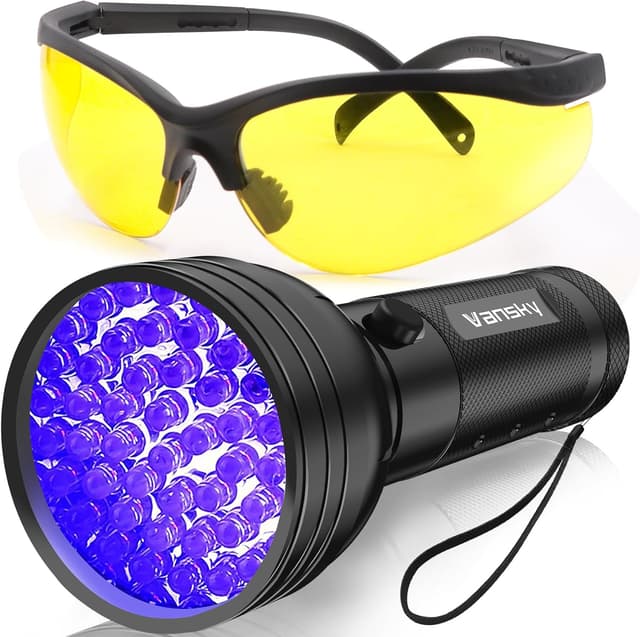 Detalle de Vansky Air Conditioner Leak Detector Kit with 68 LED UV Light and UV Filter Glasses for Automotive A/C