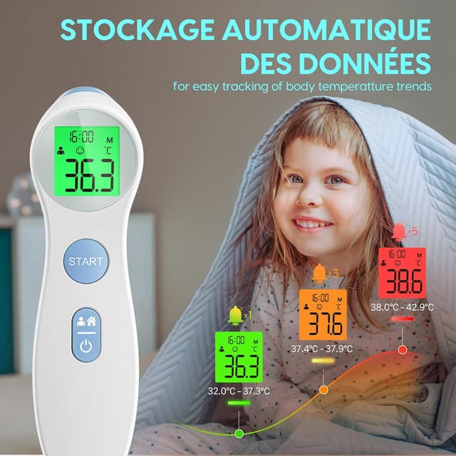 Thumbnail 3 de Thermomètre frontal sans contact 3s pour bébé et adulte 📟