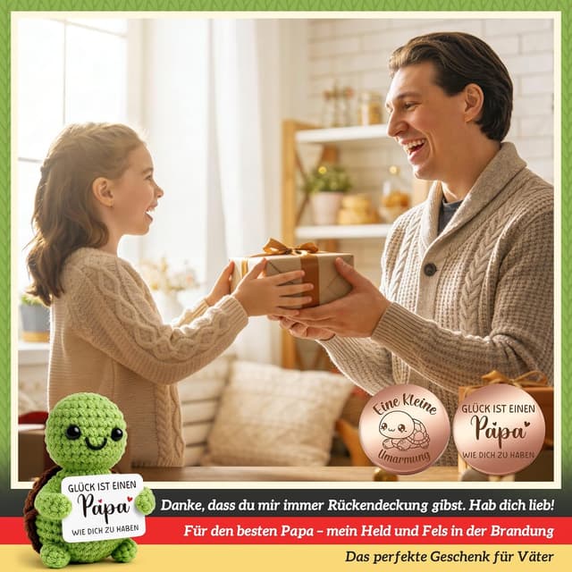 Detalle 2 de Giftota Vatertagsgeschenk „Pocket Hug“ Schildkröte – Mutmacher & Glücksbringer für Papa