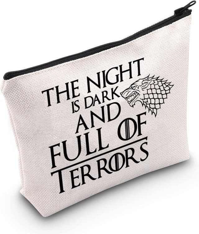 Detalle de Game of Thrones cotton canvas cosmetic make-up bag (The Night Is Dark and Full of Terrors) by LEVLO