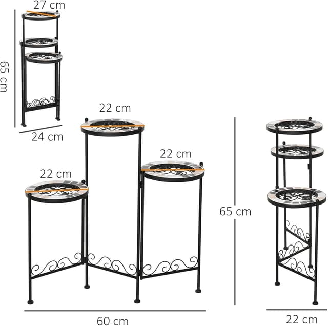 Thumbnail 6 de Outsunny Soporte para Plantas plegable 60x22x65 cm