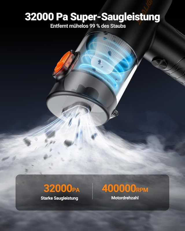 Detalle de SEALIGHT Handstaubsauger 32000 Pa (kabellos, 4-in-1) mit bürstenlosem Motor – dunkelgrau