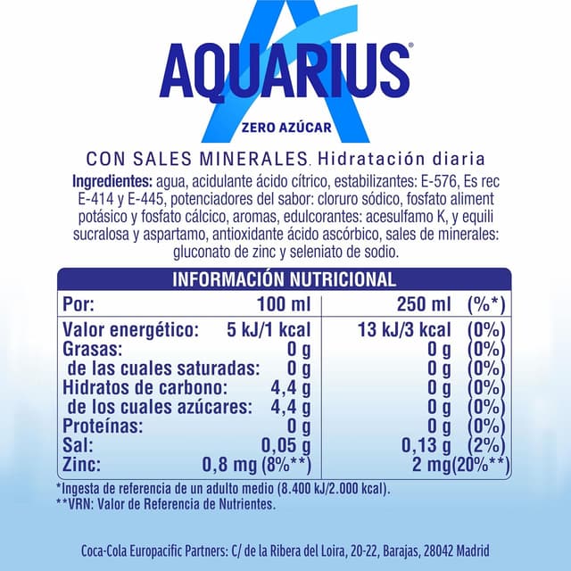 Thumbnail 4 de Aquarius Zero Azúcar Limón - Pack de 6 botellas 1,5L 🍋