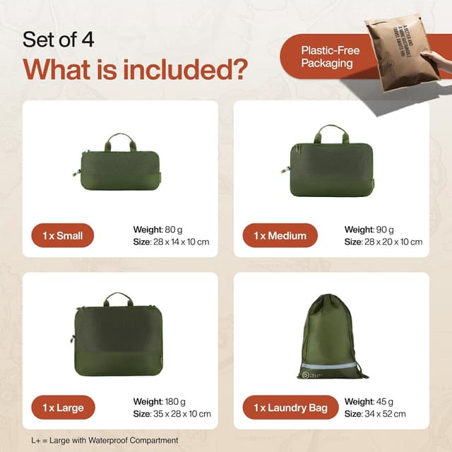 Thumbnail 6 de TRAVEL DUDE Compression Packing Cubes (Forrest Green) – Compression set for suitcase, backpack & hand luggage (4 pieces)