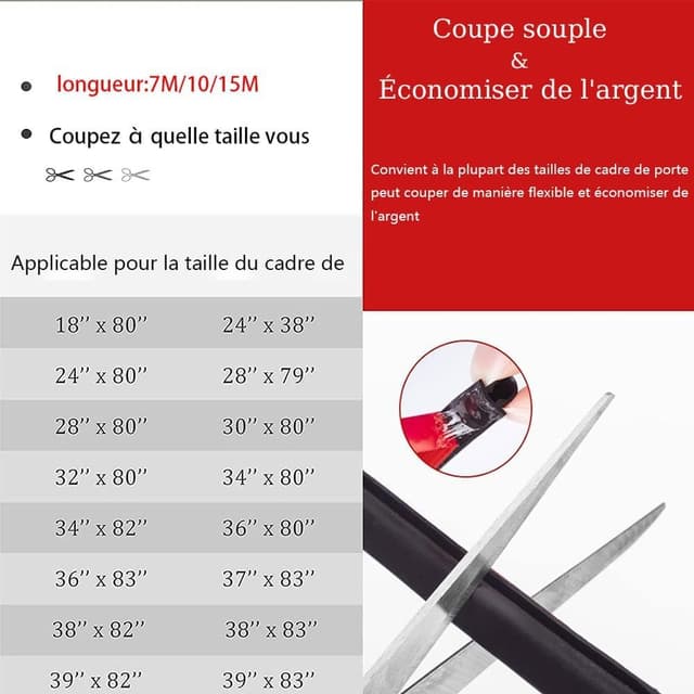 Thumbnail 5 de Joint porte-fenêtre Type D TPE autocollant 7 m 🏠