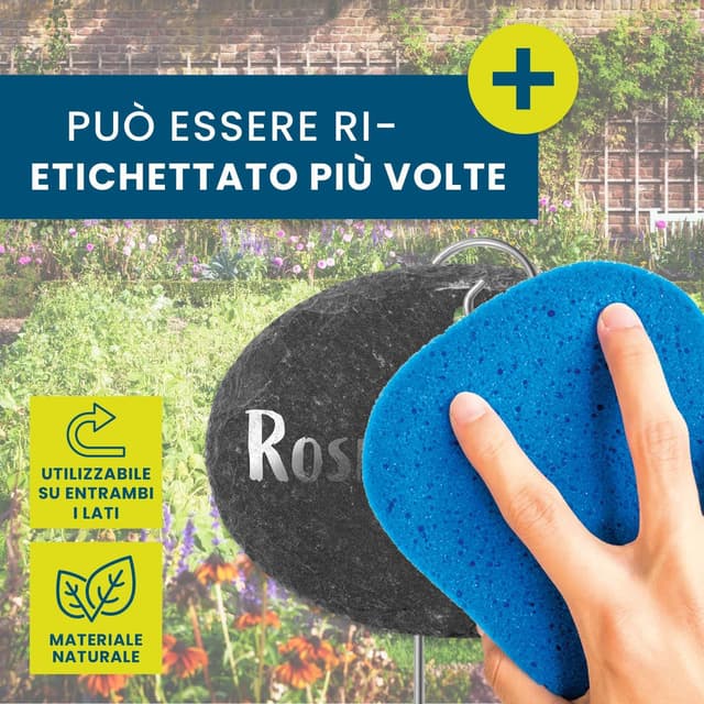 Detalle 2 de Hoberg etichette per piante in ardesia (set da 10) con picchetti in acciaio