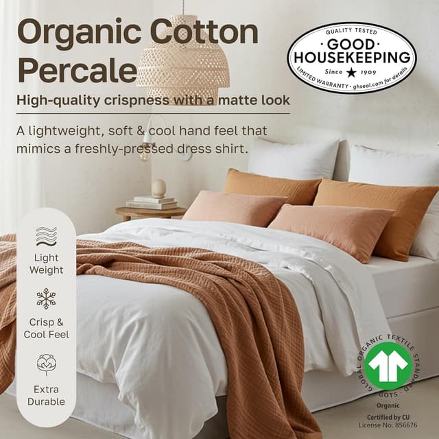 Detalle de 2-Pack Organic Cotton Twin Fitted Sheet 2X Deep Pocket