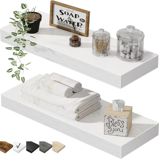 Detalle de QEEIG Bathroom Floating Shelf 15.7" Set of 2