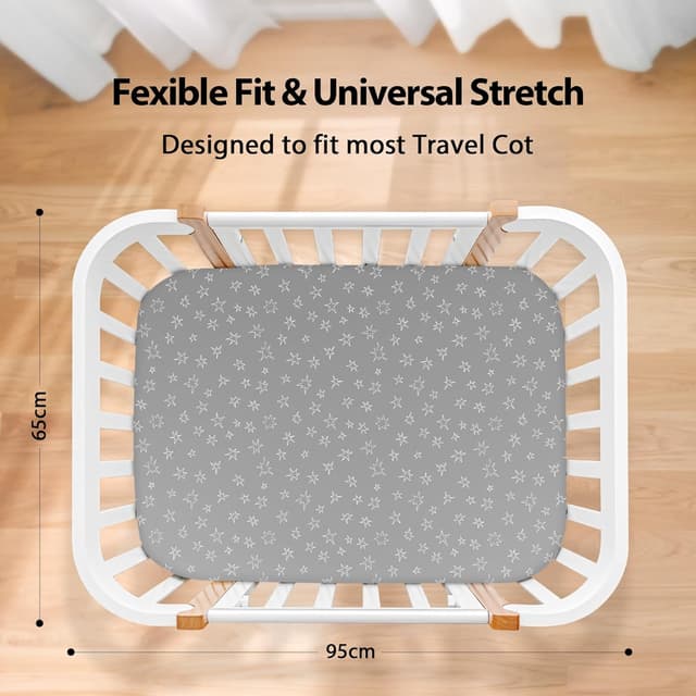 Thumbnail 3 de Unnivoll Travel Cot Sheets 95x65cm