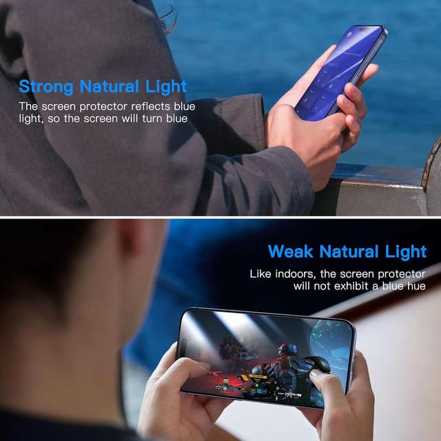 Detalle de Uyiton iPhone 17 Pro Screen Protector (Anti-Blue Light) — 9H Tempered Glass, Full Coverage, 2 Pack